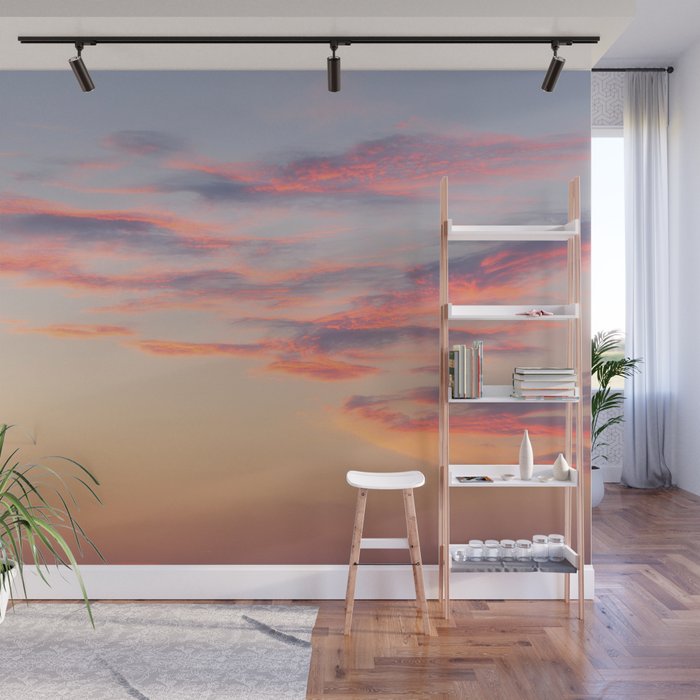 Sunset Burning Clouds Sky Wall Mural