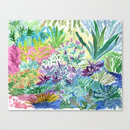 Tropical Garden Watercolor Canvas Print