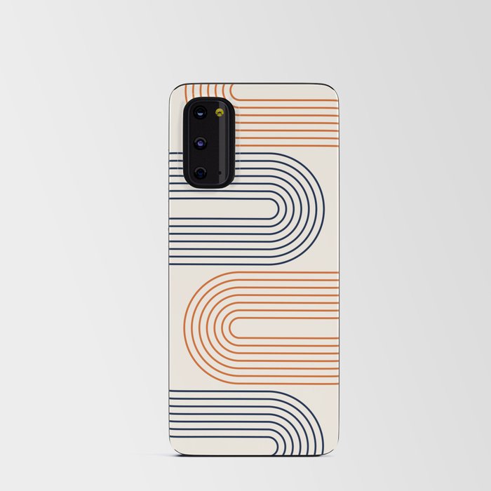 Geometric Lines Rainbow 10 in Navy Blue Orange Android Card Case