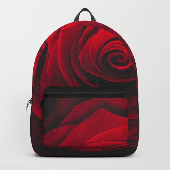 Red rose on black background vintage effect Backpack