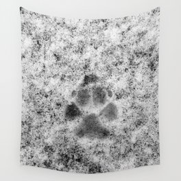 Paw Print in Snow Wall Tapestry