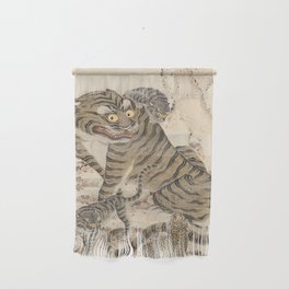 Tiger Family, Korean Art, 1800s Wall Hanging