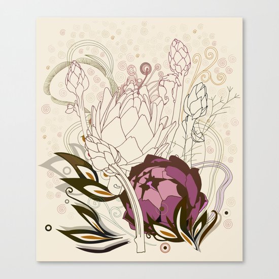 Peach and purple artichoke Canvas Print