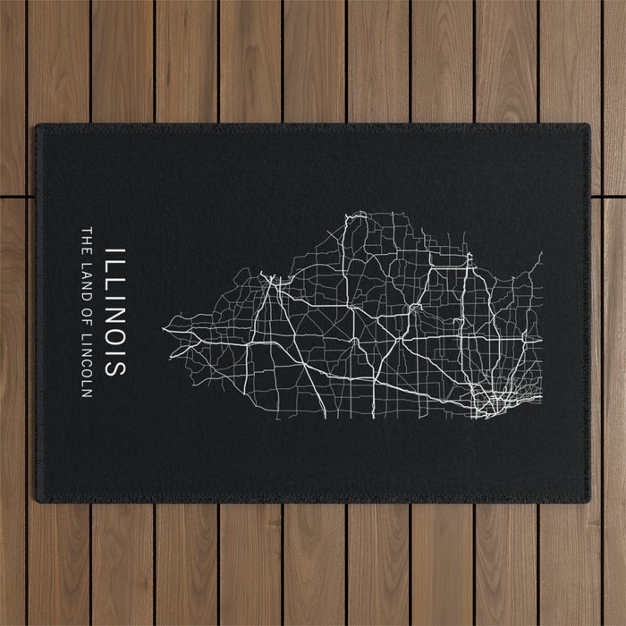 Illinois State Road Map Outdoor Rug