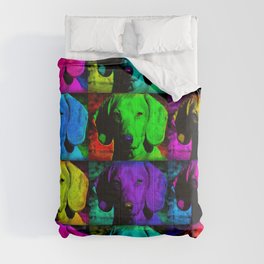 Colorful Pop Art Dachshund Doxie Face Closeup Tiled Image Comforter