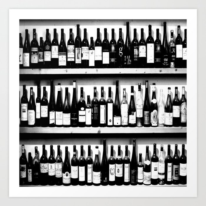 Wine Bottles in Black And White #decor #society6 #buyart Art Print