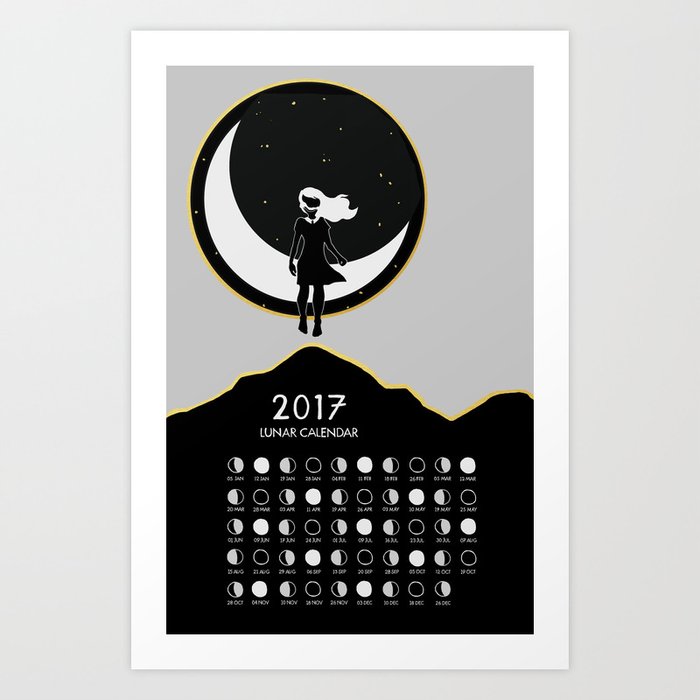 Golden Moon 17 Lunar Calendar Art Print By Jaimealysha Society6