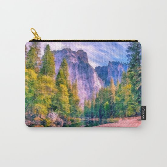 Mountain landscape with forest and river Carry-All Pouch