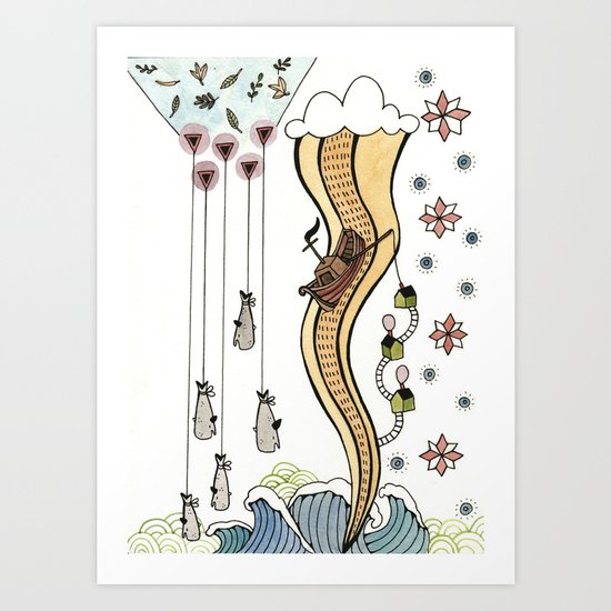 Hanging Whales Art Print