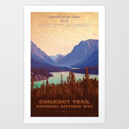 Chilkoot Trail National Historic Site Art Print | Provincialpark, Typography, Klondike, Graphicdesign, Britishcolumbia, Canada, Coastmountains, Cameronstevens, Parkposter, Vintage 