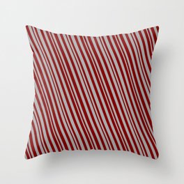 [ Thumbnail: Maroon and Dark Gray Colored Striped Pattern Throw Pillow ]