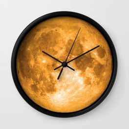orange full moon Wall Clock