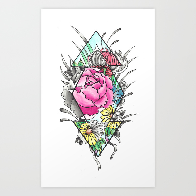 diamond with flowers