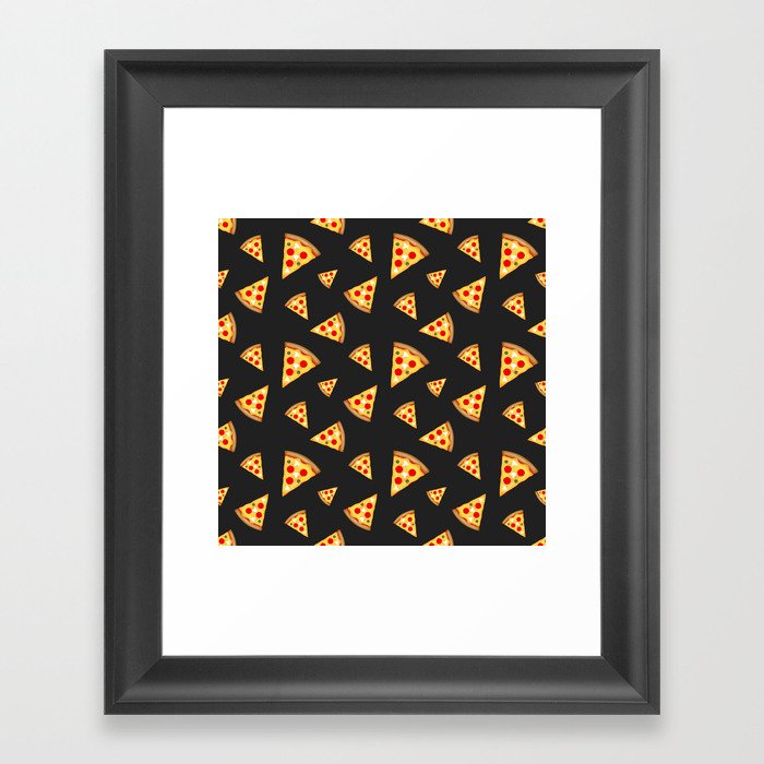Cool and fun pizza slices pattern Framed Art Print