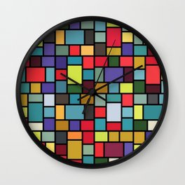 colorful squares pattern Wall Clock | Color, Colorfulcomforter, Graphicdesign, Colorfulcurtain, Squares, Colorful, Pattern, Digital 