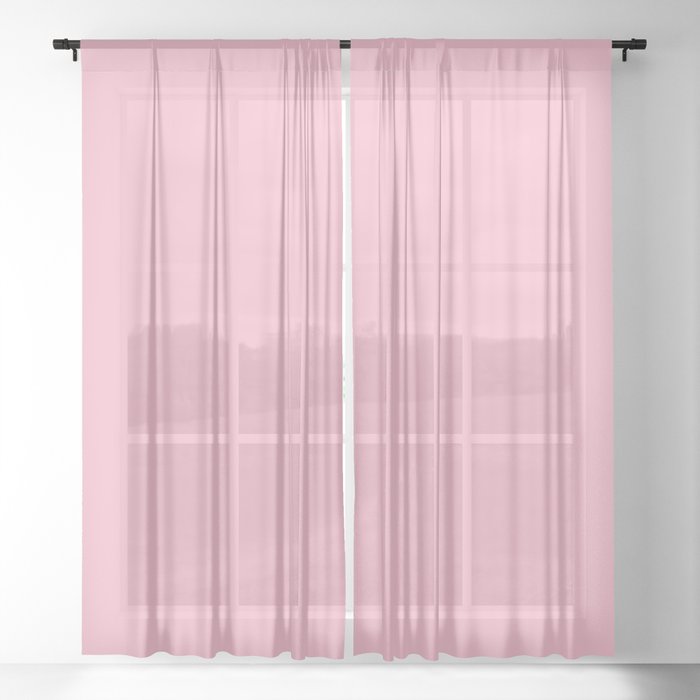 JAPANESE BLOSSOM SOLID COLOR. Plain Pink Pastel Sheer Curtain