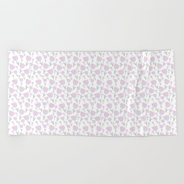 Tulips - pink and ultra violet Beach Towel