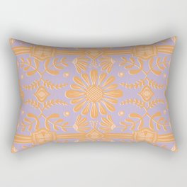 Boho Florals Orange Purple Rectangular Pillow