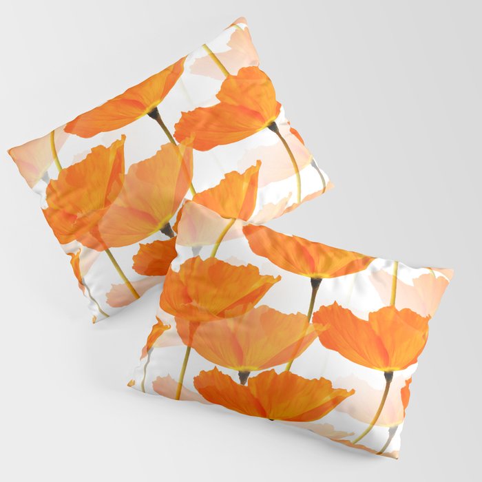 Orange Poppies On A White Background #decor #society6 #buyart Pillow Sham
