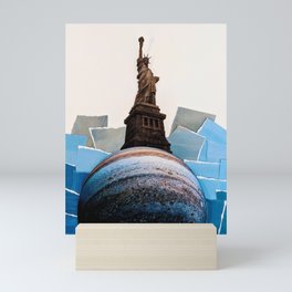 Blue Liberty Collage Mini Art Print