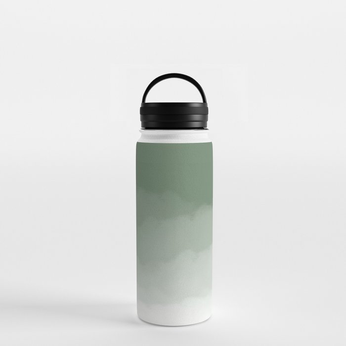 Sage Green Watercolor Ombre (sage green/white) Water Bottle