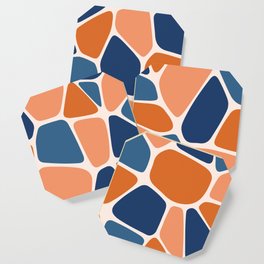 Abstract Shapes 204 in Navy Blue and Orange Coaster