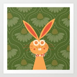 Hoppy Easter Easter Bunny with Daisy Glasses Art Print