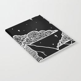 Moon Phases over Mountains - Black Notebook