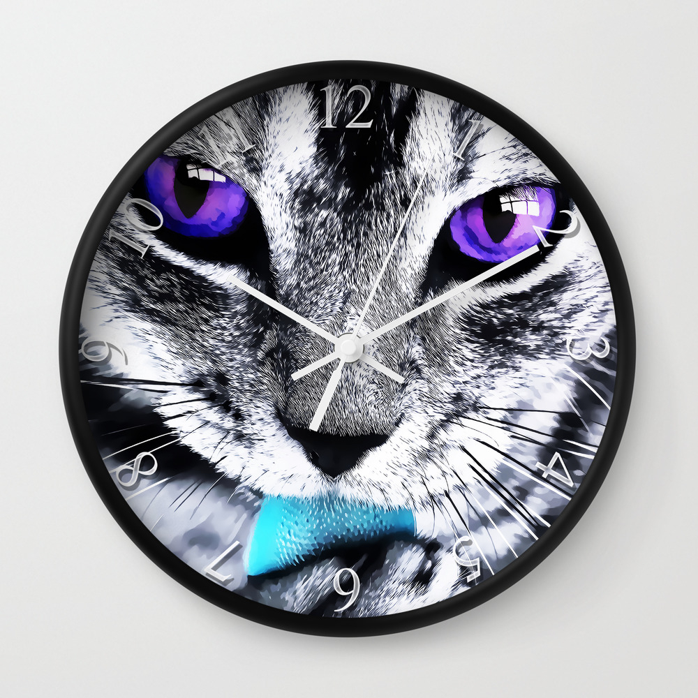 Purple Eyes Cat Wall Clock By Augustinet Society6