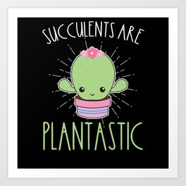 Succulent Katkus Cacti Plantastic Art Print | Flowers, Succulents, Cactus, Prickly, Sting, Gift, Funny, Graphicdesign, Botanical, Plant 
