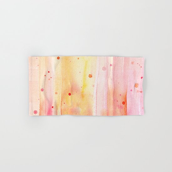 Pink Orange Rain Watercolor Texture Splatters Hand & Bath Towel
