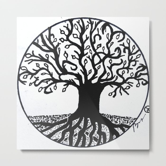 "Tree of Spring" Hand-Drawn by Dark Mountain Arts Metal Print