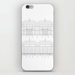 Townhouse building detailed architectural technical drawing, vector blueprint iPhone Skin