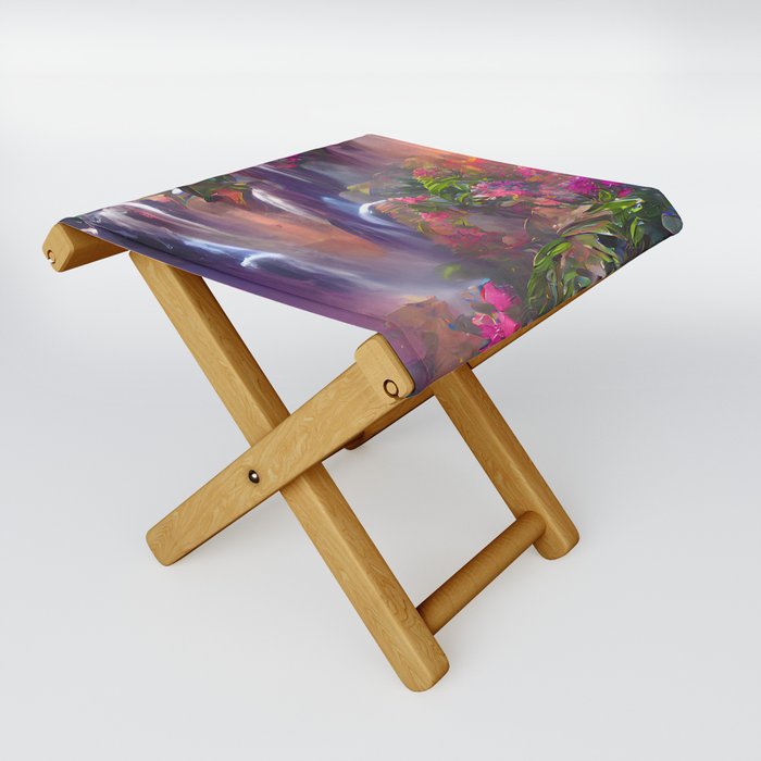 "Trippy Jungle #4" • Unique Boho Semi-Abstract Nature Art  • Perfect For Tripping/Stoner Room Folding Stool
