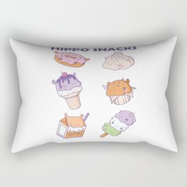 Fun Hippo Snacks Cute Kawaii Aesthetic Rectangular Pillow
