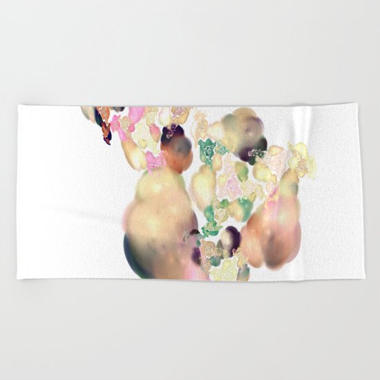 love space flowers Beach Towel