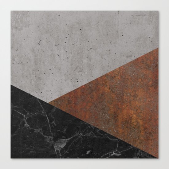 Concrete, rusted iron, marble abstract Canvas Print