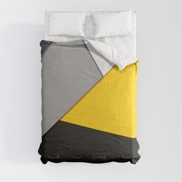 Simple Modern Gray Yellow and Black Geometric Comforter