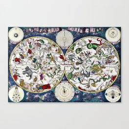 Map of the zodiac year 1670 Canvas Print