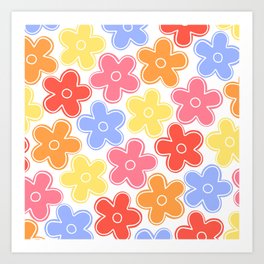 Hippie Flowers Pattern Art Print