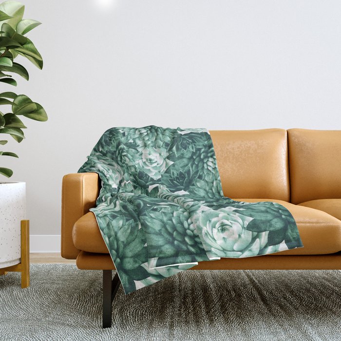 Succulents Pattern #1 #GreenVibes #decor #art #society6 Throw Blanket
