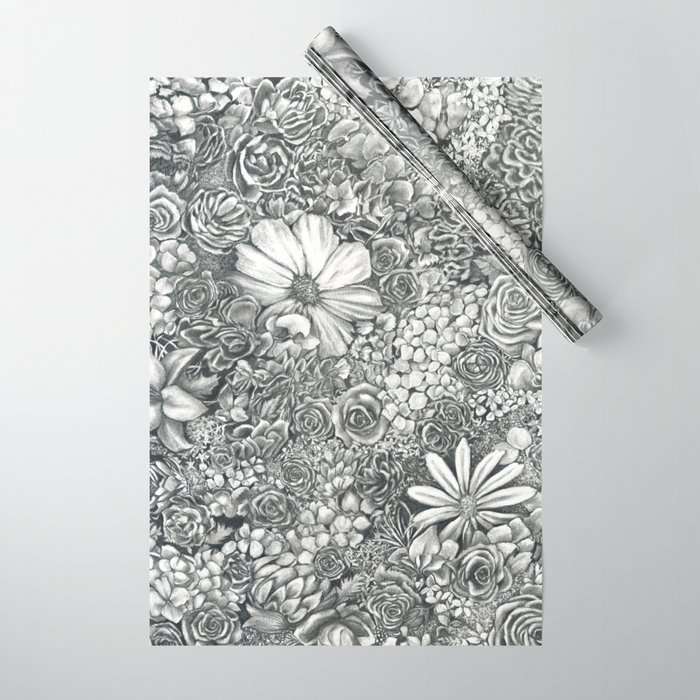 Boxed Flowers Wrapping Paper