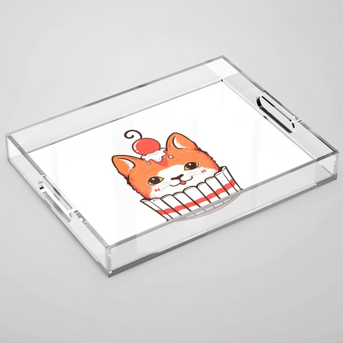 Cup cake cat Acrylic Tray