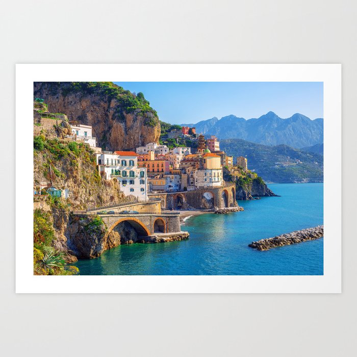 Amalfi Coast, Italy, Stunning Ocean Views, Italian Town  Art Print