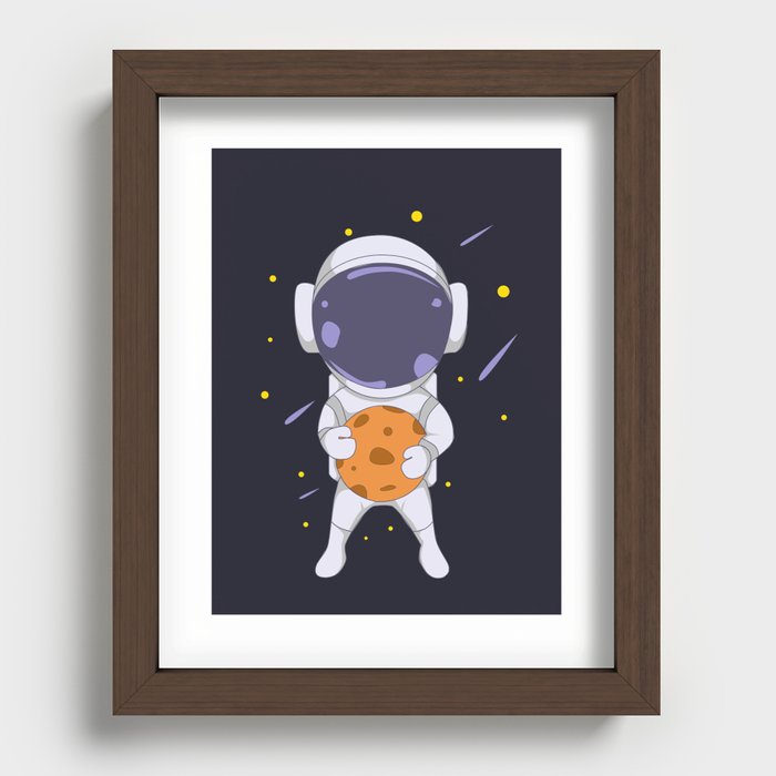 Astronaut carrying the moon Recessed Framed Print
