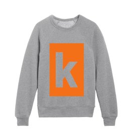 letter K (White & Orange) Kids Crewneck