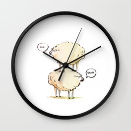 Dolly the Sheep (and Clone) Wall Clock | Digital, Illustration, Animal, Funny, Drawing, Comic, Scientist, Sci-Fi, Clones, Cartoon 