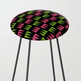 Retro Modernist Geometric Tri-Triangle Pattern 736 Black Lime Green and Magenta Counter Stool
