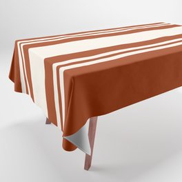 Orange and white retro 60s minimalistic stripes Tablecloth