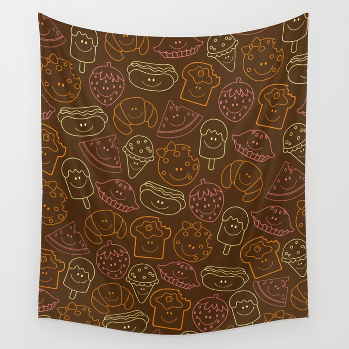 Food Dark Background Wall Tapestry